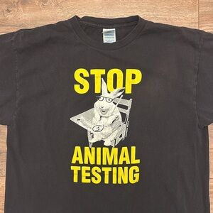 Vintage Stop Animal Testing Rabbit T Shirt Size Large
